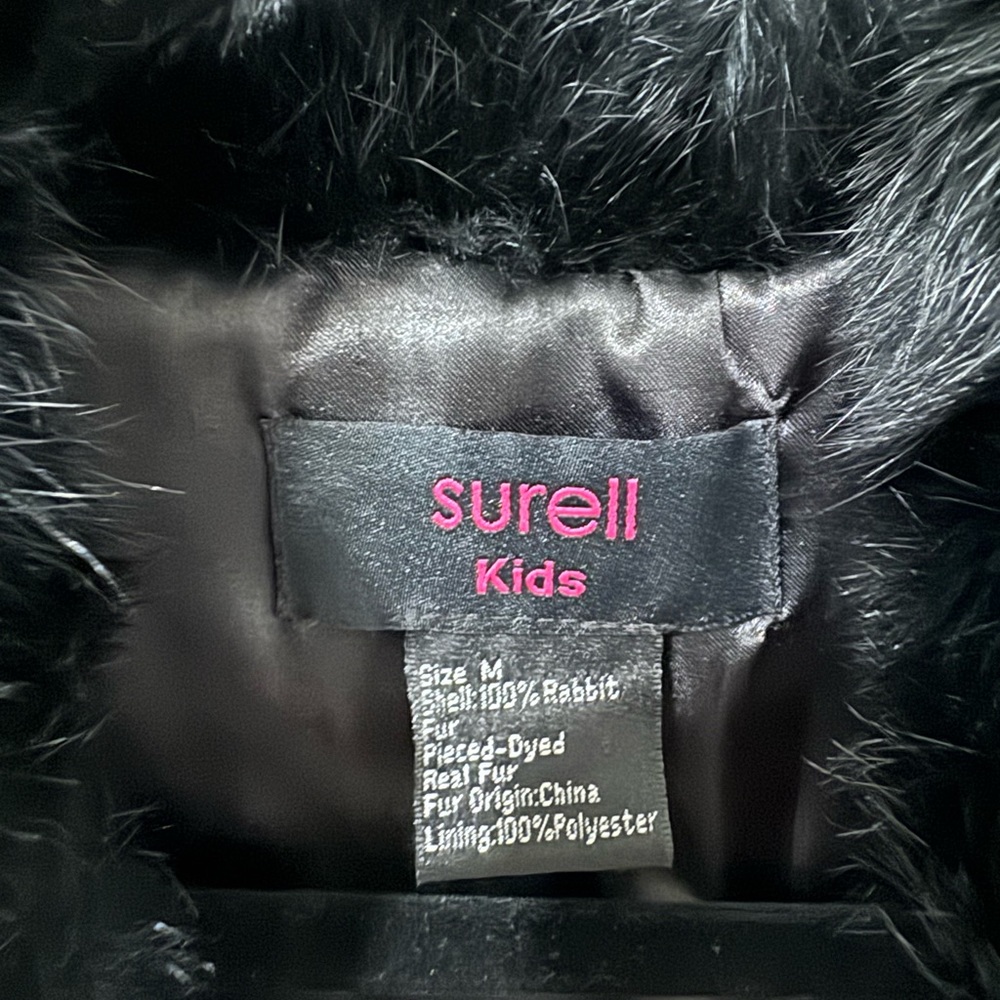 Surell Rabbit Fur Vest Kids Size M - Picture 3 of 3